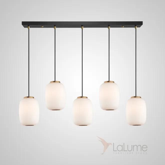 Готовая комбинация подвесных светодиодных светильников c белыми шарообразными плафонами из матового стекла HEMING COMBO L5 C Планка