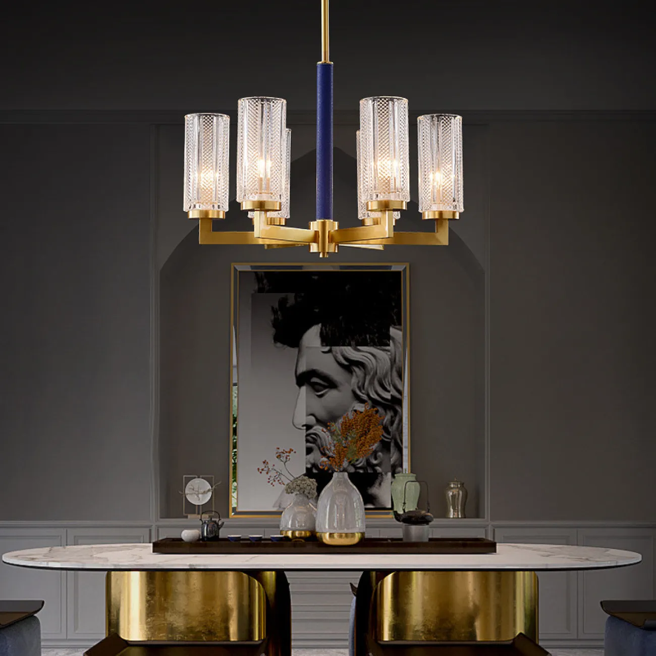 Потолочная люстра ADELEINE L6 Blue от ImperiumLoft