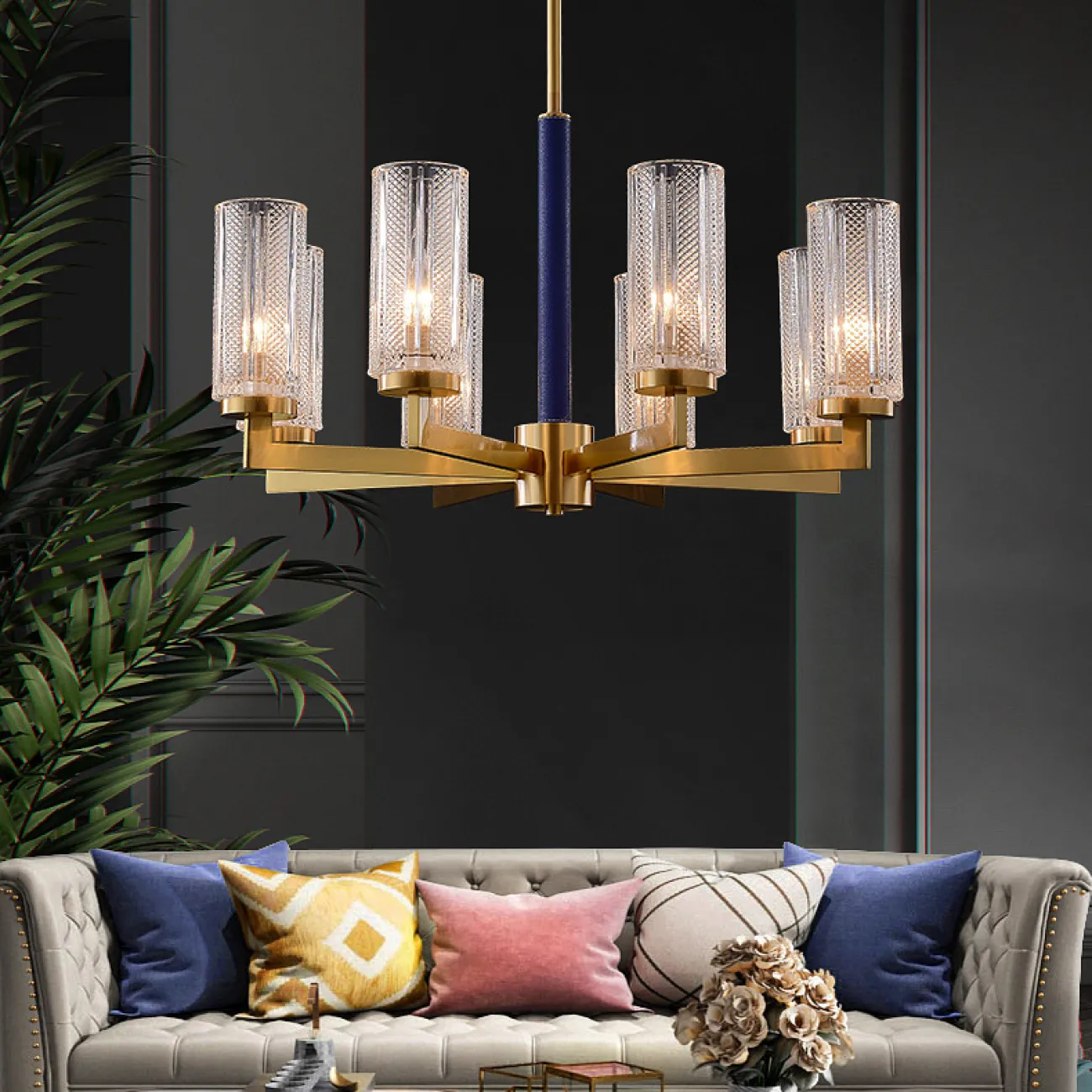 Потолочная люстра ADELEINE L6 Blue от ImperiumLoft