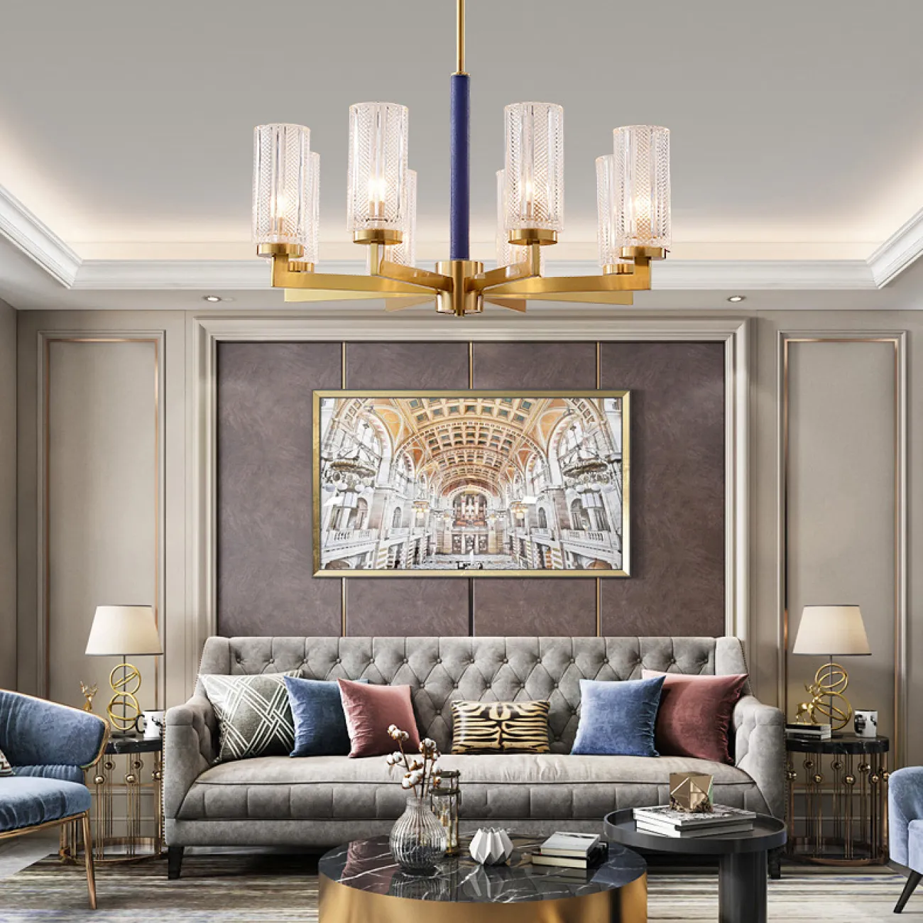 Потолочная люстра ADELEINE L6 Blue от ImperiumLoft