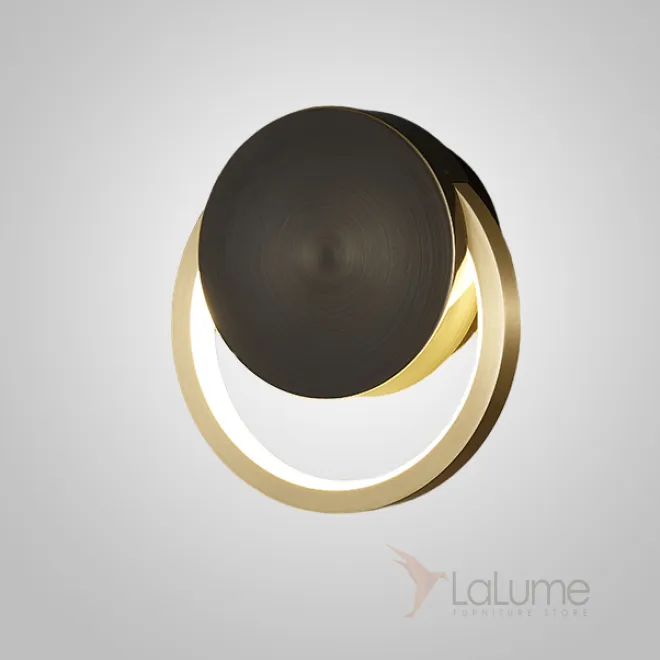 Серия настенных светодиодных светильников с кольцевым корпусом из натуральной и черненой латуни WOLKE SMALL D15 Brass