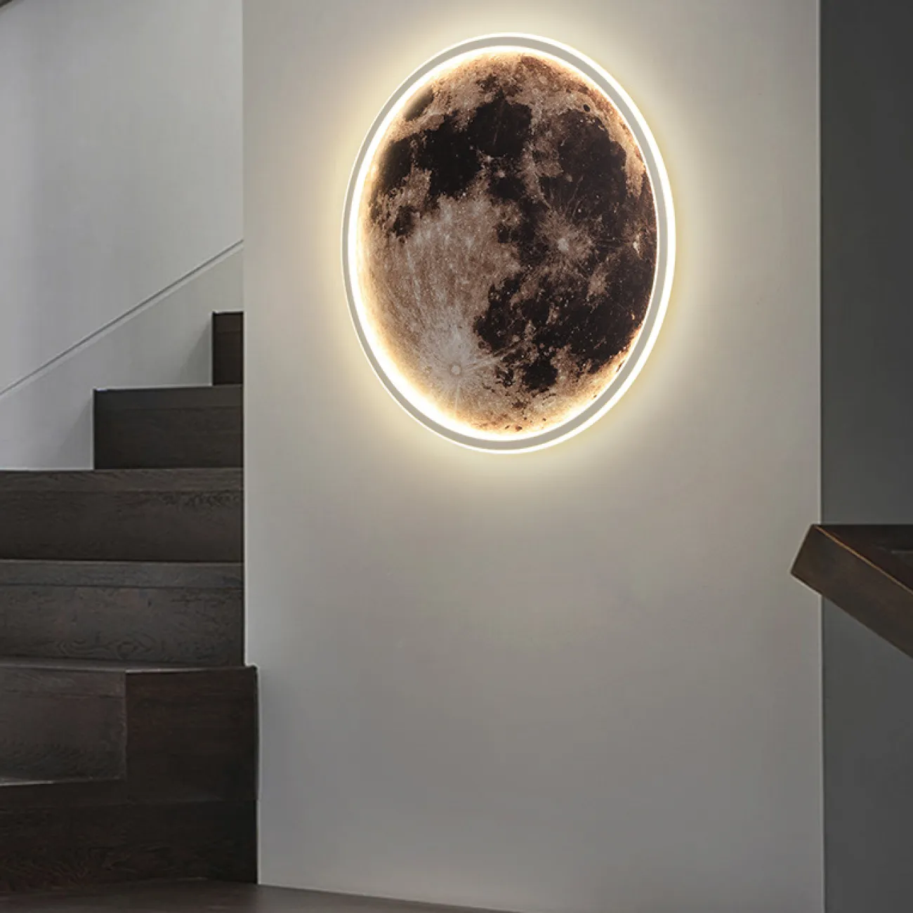Настенный светодиодный светильник в форме диска с детальным изображением поверхности Луны COSMOS B Луна D120 Трехцветный свет