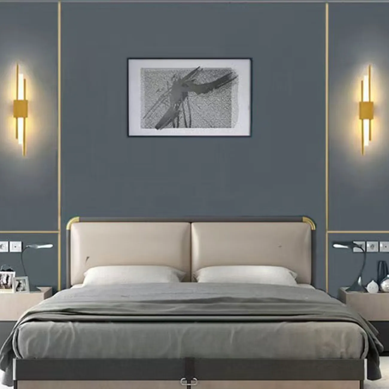 Настенный светодиодный светильник с белым цилиндрическими плафоном на металлическом основании с двумя разноуровневыми стержнями CHORD C Black