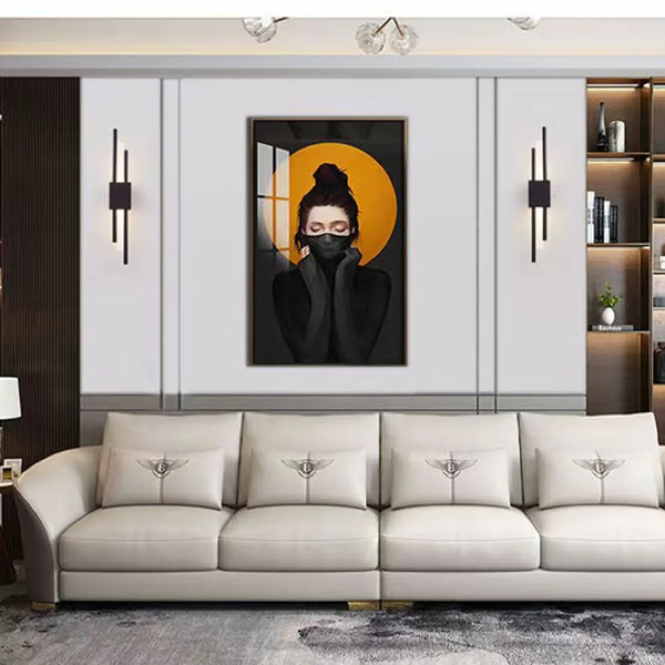 Настенный светодиодный светильник с белым цилиндрическими плафоном на металлическом основании с двумя разноуровневыми стержнями CHORD C Black