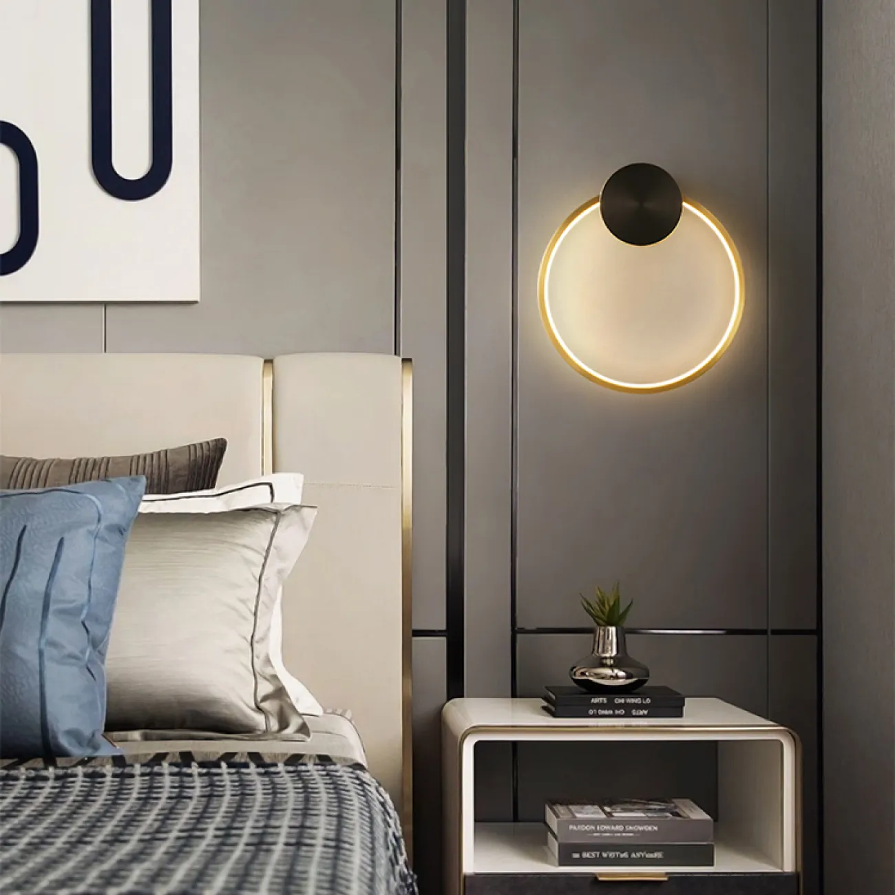 Серия настенных светодиодных светильников с кольцевым корпусом из натуральной и черненой латуни WOLKE WALL D60 Black Серия настенных светодиодных светильников с кольцевым корпусом из натуральной и черненой латуни WOLKE WALL D60 Black