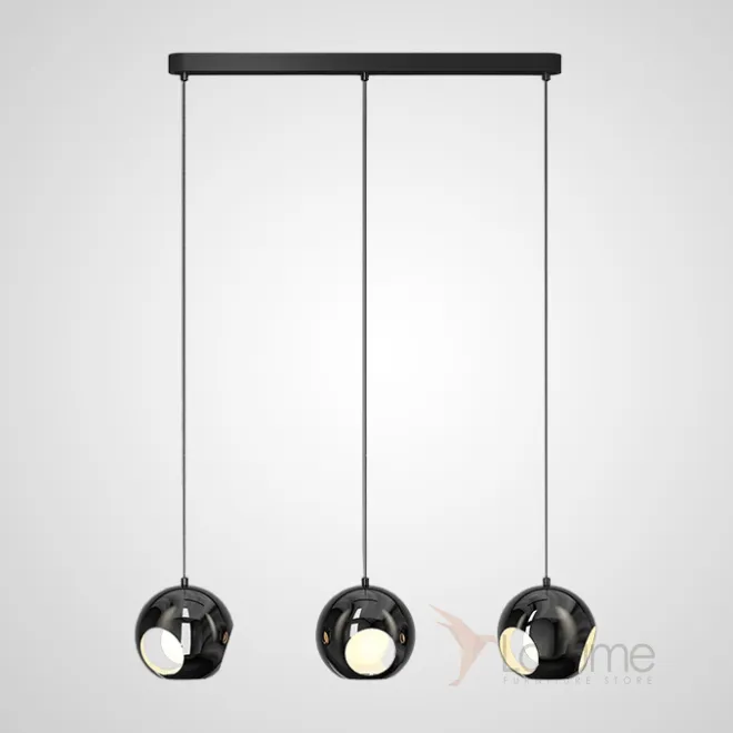 Готовая комбинация подвесных светодиодных светильников c черными шарообразными рассеивателями с круглыми отверстиями MATEAS TRIO L78