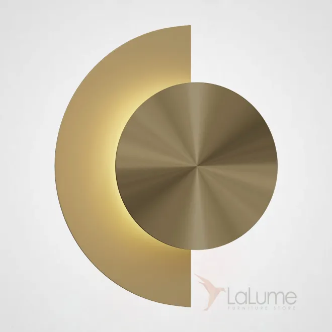 Серия настенных светодиодных светильников с латунным плафоном в виде комбинации полного и усеченного диска SOLO D35