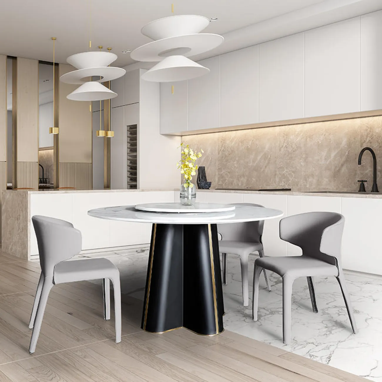 Дизайнерский мраморный обеденный стол - LaLume-AZ00412