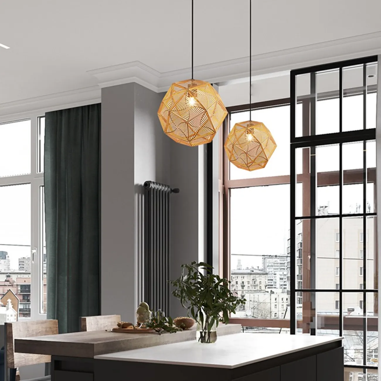 Подвесной светильник в виде резного многогранника SUDA