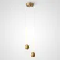 Готовая комбинация подвесных светодиодных светильников с шарообразным корпусом с рельефной ромбической текстурой ORVAR DUO Brass