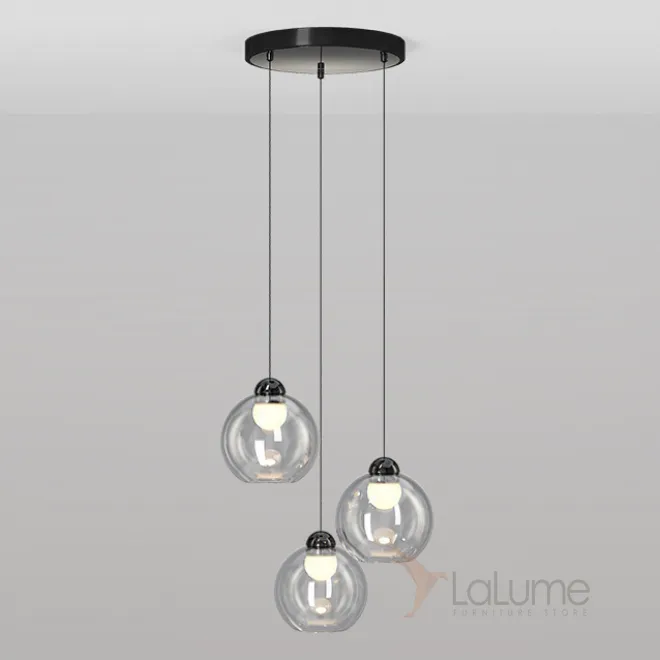 Готовая комбинация подвесных светодиодных светильников c шарообразными плафонами из прозрачного стекла NELSON TRIO D33