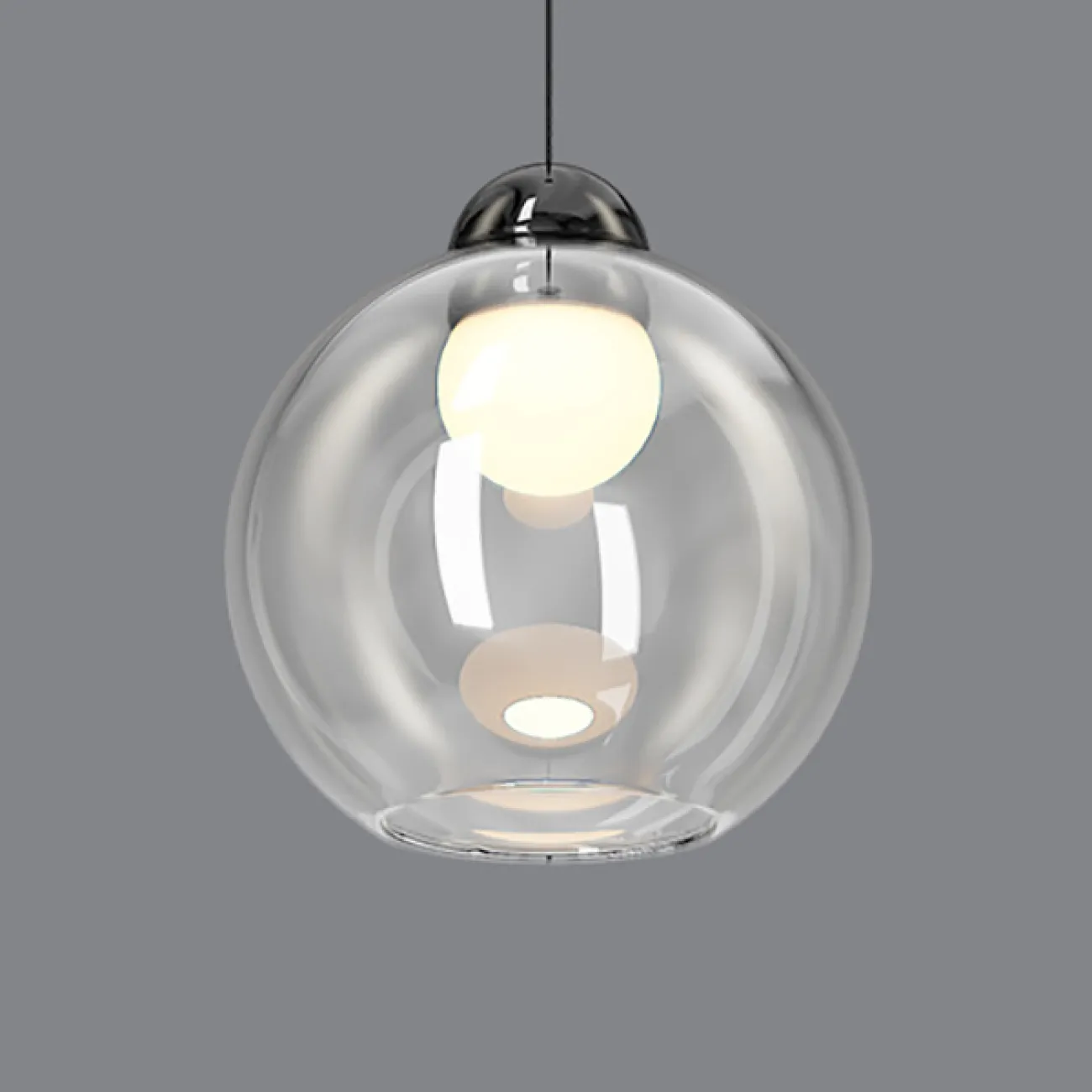 Готовая комбинация подвесных светодиодных светильников c шарообразными плафонами из прозрачного стекла NELSON TRIO D33