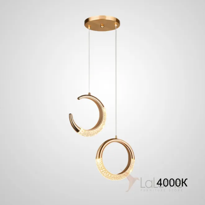 Готовая комбинация из двух подвесных светодиодных светильников в виде кольца и полукольца с рельефной поверхностью SONKE DUO C 4000К Готовая комбинация из двух подвесных светодиодных светильников в виде кольца и полукольца с рельефной поверхностью SONKE DUO C 4000К