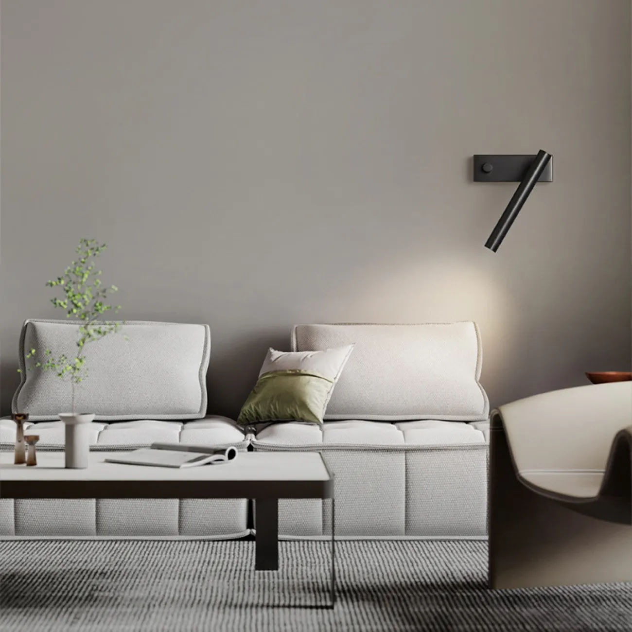 Настенный светодиодный светильник с вращающимся спотом и выключателем на прямоугольном креплении STALE Brass