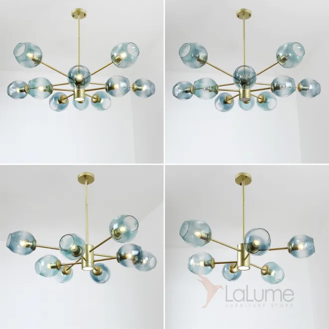 Люстра на штанге MARINE D104 10 lamps Gold/Blue от ImperiumLoft