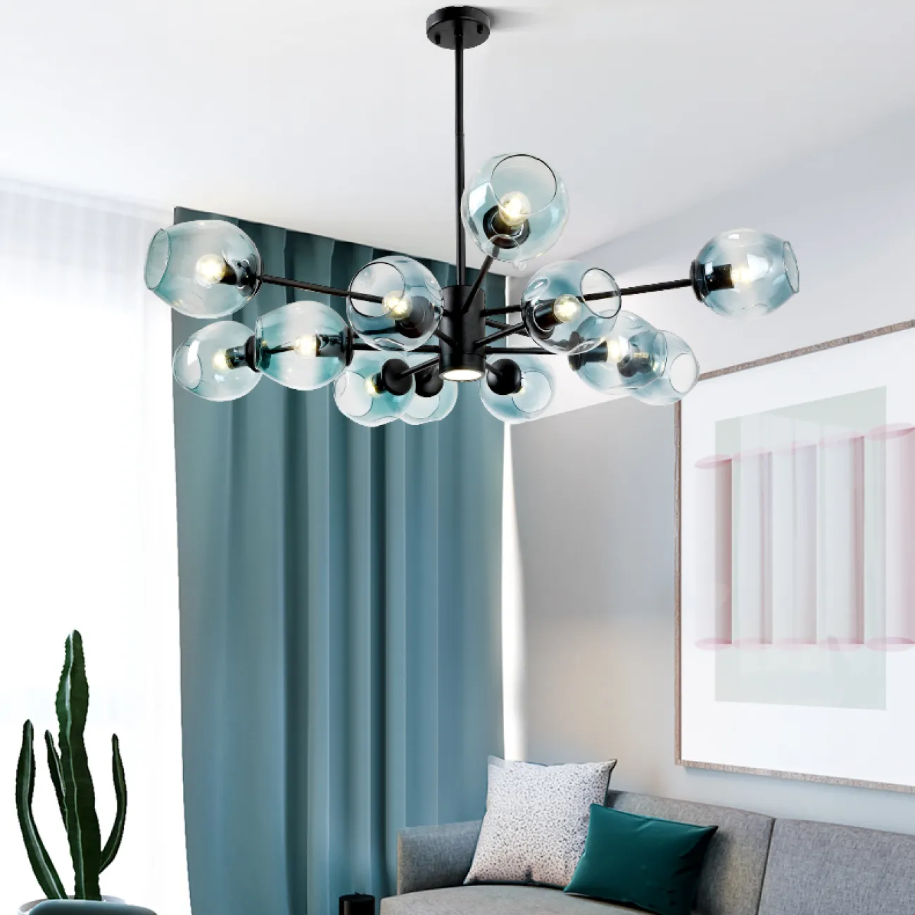 Люстра на штанге MARINE D85 Black/Blue от ImperiumLoft