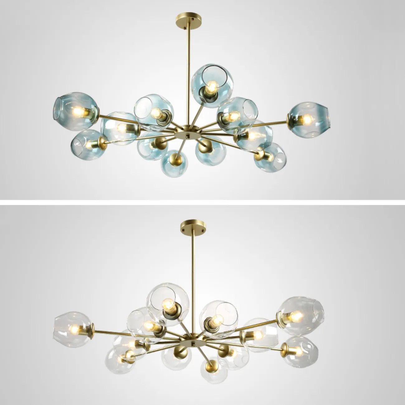 Люстра на штанге MARINE D104 10 lamps Gold/Transparent от ImperiumLoft