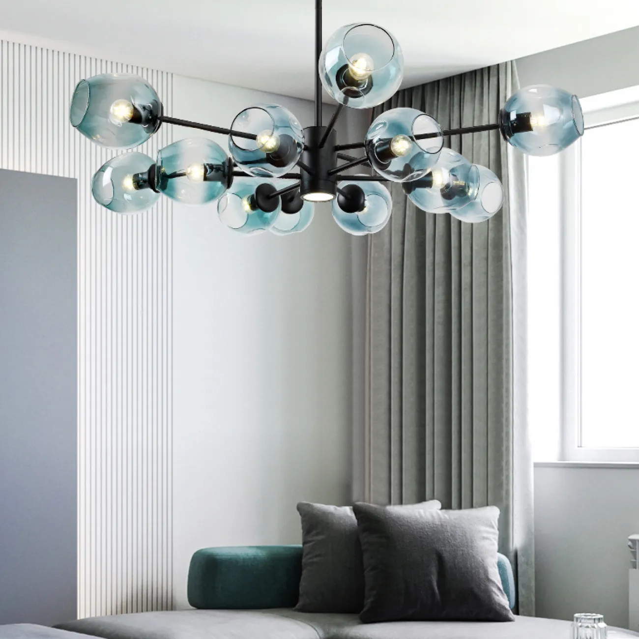 Люстра на штанге MARINE D104 10 lamps Gold/Transparent от ImperiumLoft