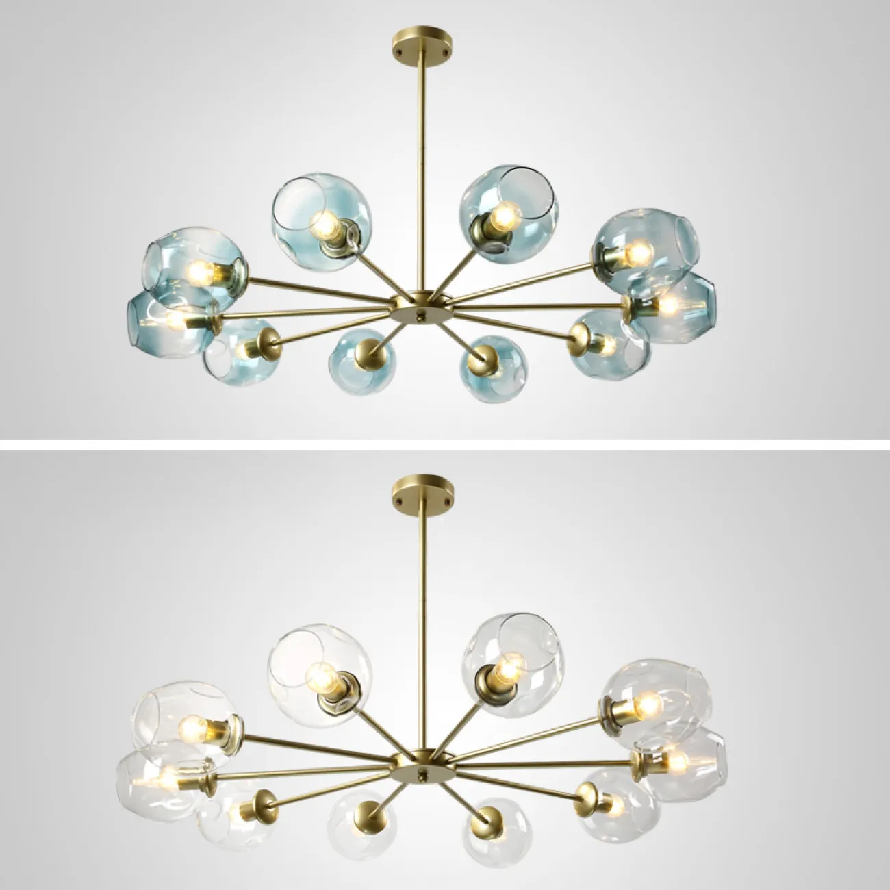 Люстра на штанге MARINE D104 10 lamps Gold/Transparent от ImperiumLoft