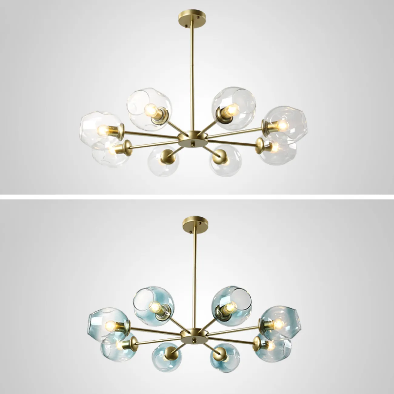 Люстра на штанге MARINE D104 10 lamps Gold/Transparent от ImperiumLoft