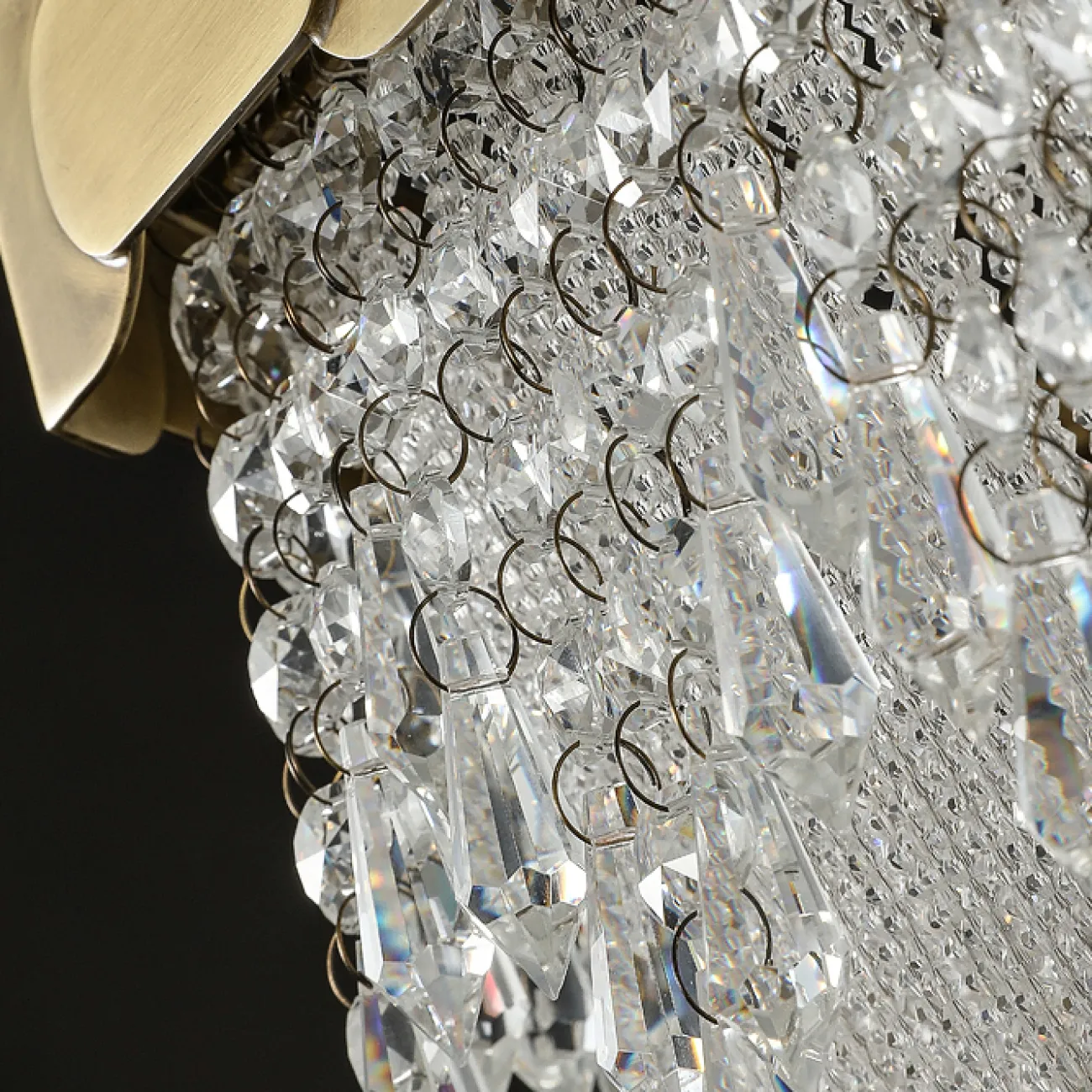 Дизайнерский напольный светильник с каскадным абажуром из подвесок с хрустальными камнями и бусинами OLIVIA FL