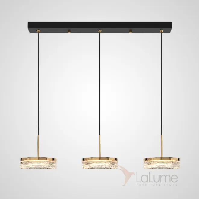 Готовая комбинация подвесных светодиодных светильников с рельефными рассеивателями цилиндрической формы RIGO COMBO L55 Brass