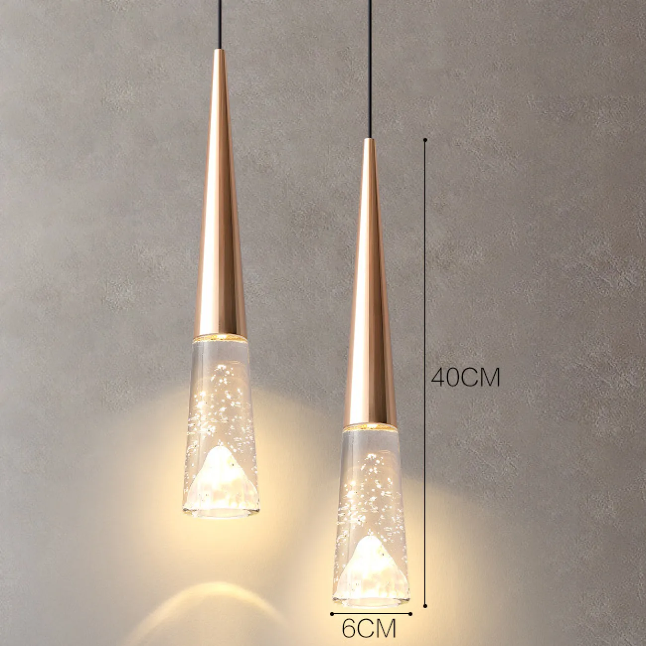 Готовая комбинация подвесных светодиодных светильников с двумя хрустальными рассеивателями с эффектом воздушных пузырьков ELIAN DUO