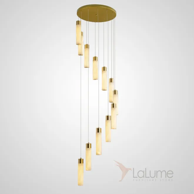 Готовая комбинация подвесных светодиодных светильников c цилиндрическими плафонами из натурального белого мрамора COMTESSE D40