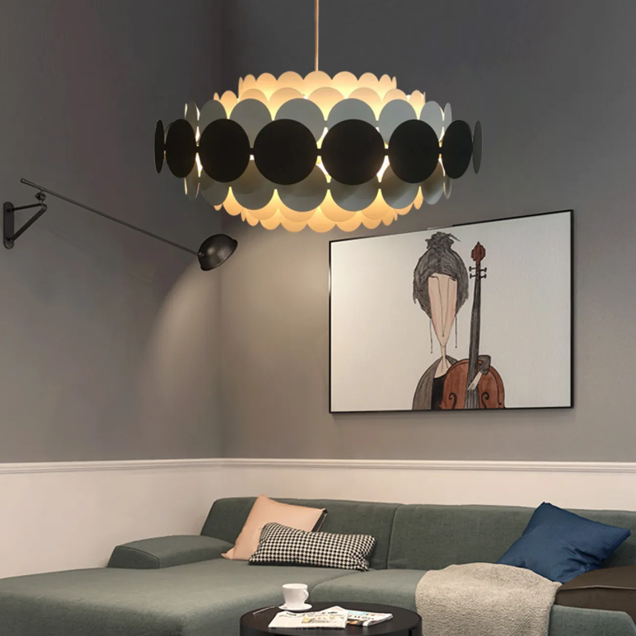 Люстра на штанге ASOLA D80 Black by ImperiumLoft от ImperiumLoft