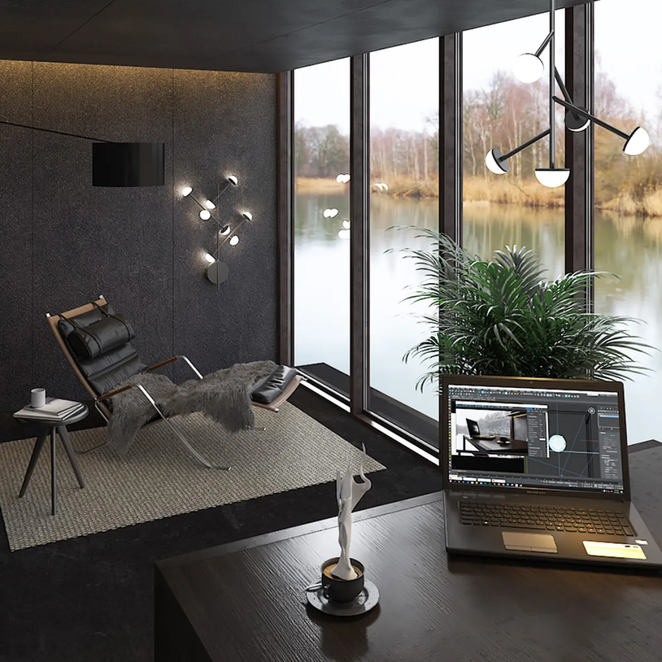 Настенный светильник HILVI WALL L48 Black от ImperiumLoft