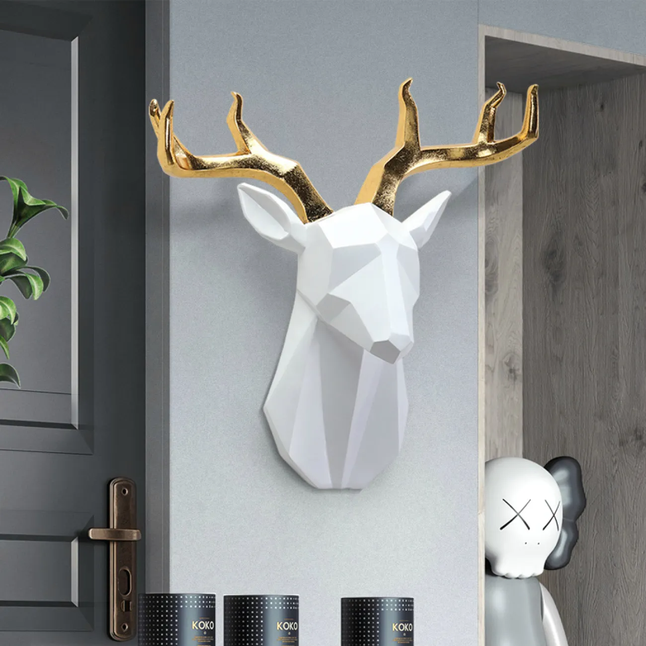 Дизайнерский настенный декор голова оленя LaLume-KKK00260 