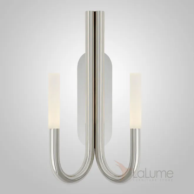 Серия настенных светильников в классическом стиле с двумя матовыми рассеивателями на изогнутых рожках LAURA WALL Chrome