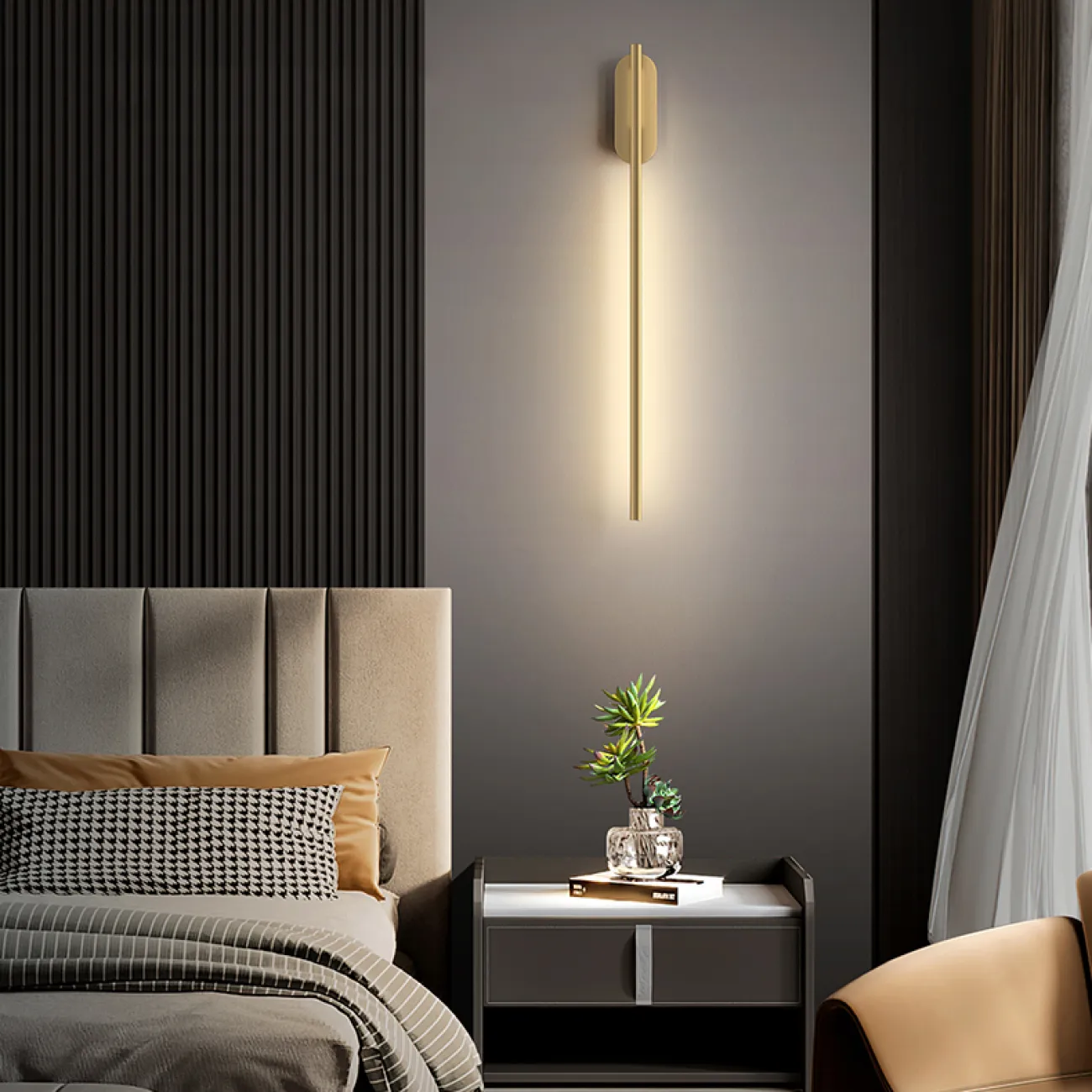 Серия настенных светильников с двумя вытянутыми LED-панелями на внутренней стороне поворотного трубчатого корпуса из латуни VIRGINIA H120 Black Серия настенных светильников с двумя вытянутыми LED-панелями на внутренней стороне поворотного трубчатого корпуса из латуни VIRGINIA H120 Black