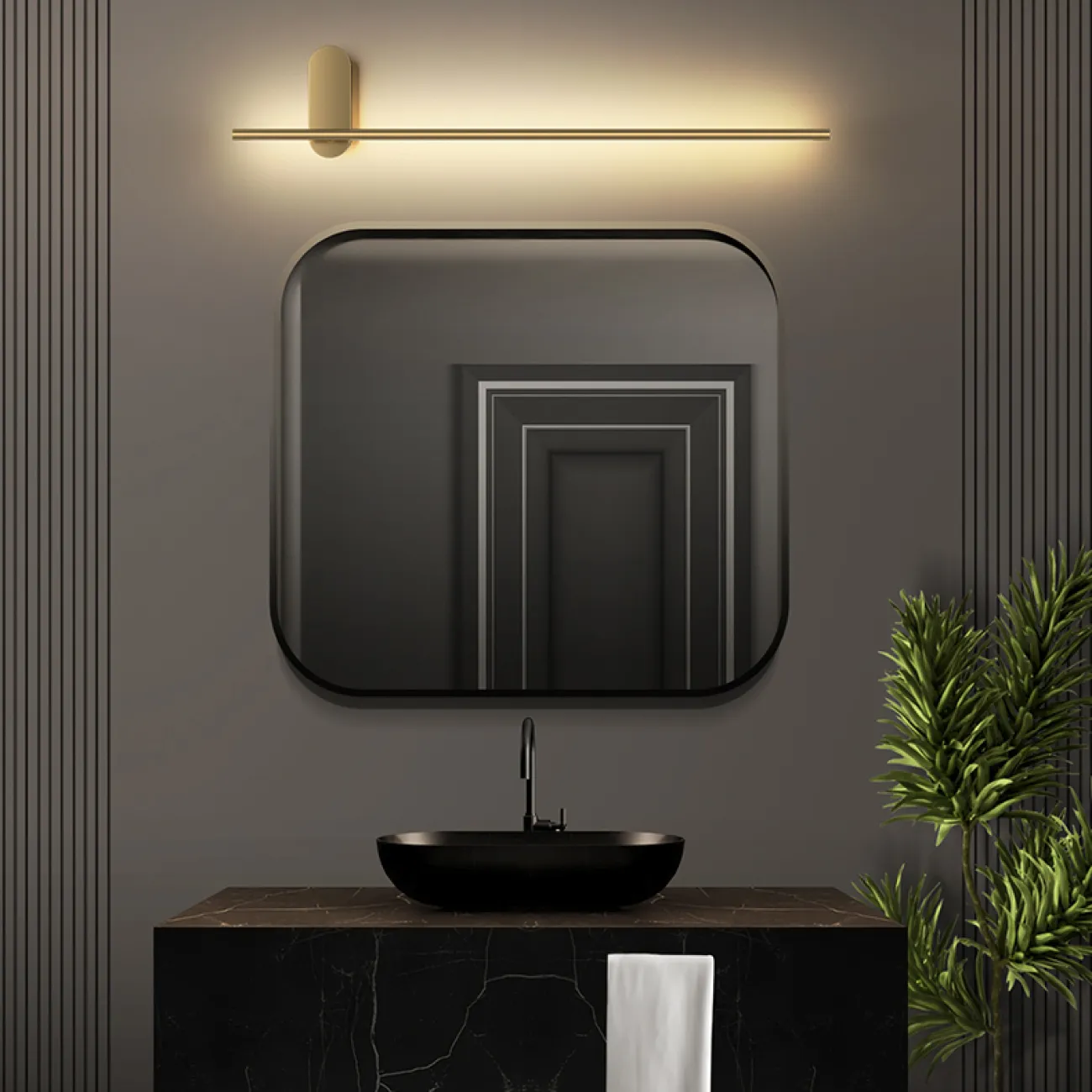 Серия настенных светильников с двумя вытянутыми LED-панелями на внутренней стороне поворотного трубчатого корпуса из латуни VIRGINIA H120 Black Серия настенных светильников с двумя вытянутыми LED-панелями на внутренней стороне поворотного трубчатого корпуса из латуни VIRGINIA H120 Black