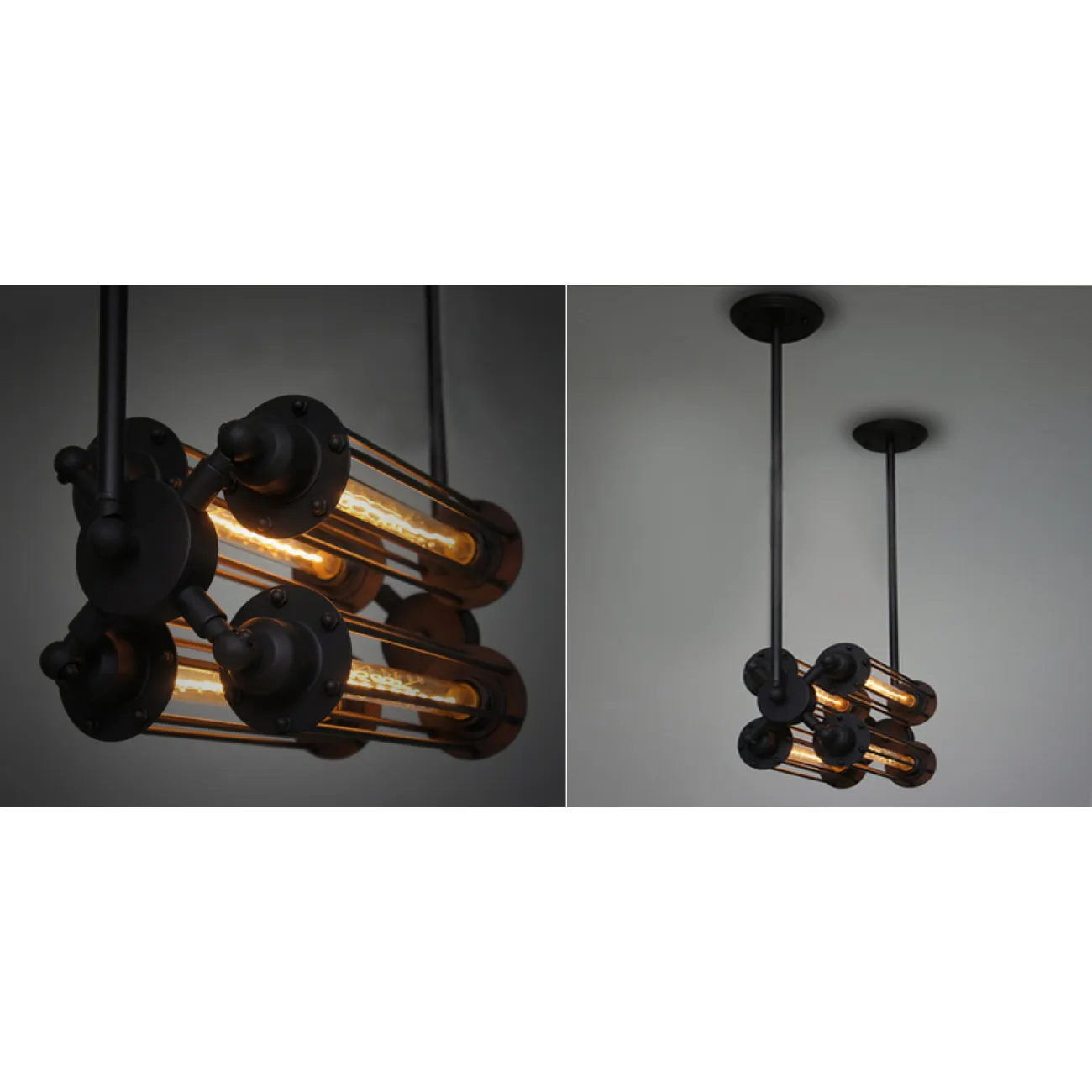 Подвесной светильник Loft Industrial Edison Cage Horizontal Quatro от LaLume