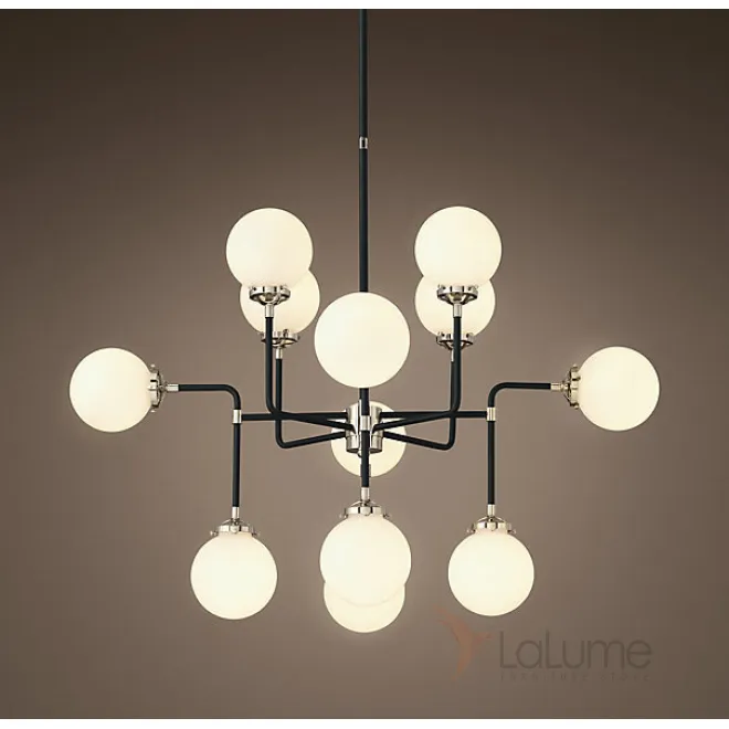 Люстра BISTRO GLOBE MILK GLASS SILVER CHANDELIER 12 от LaLume