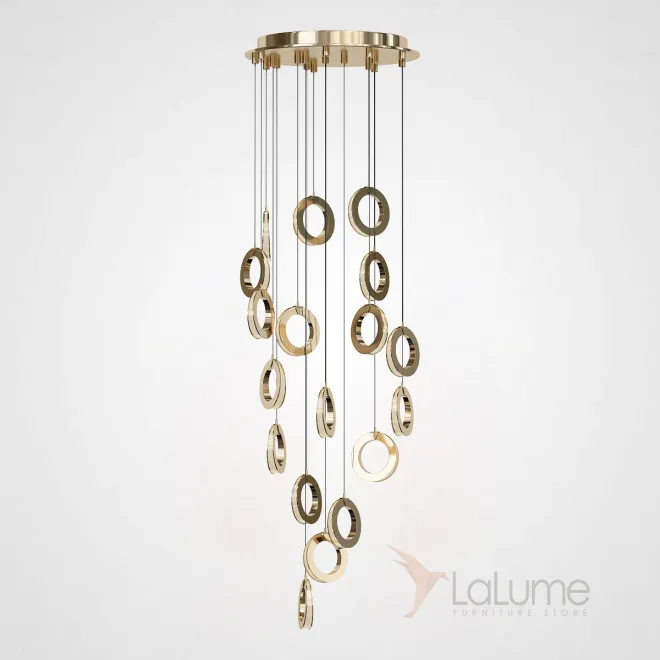 Готовая комбинация подвесных светодиодных светильников с кольцевидными плафонами с прозрачными рельефными рассеивателями по контуру корпуса CARLIN L18