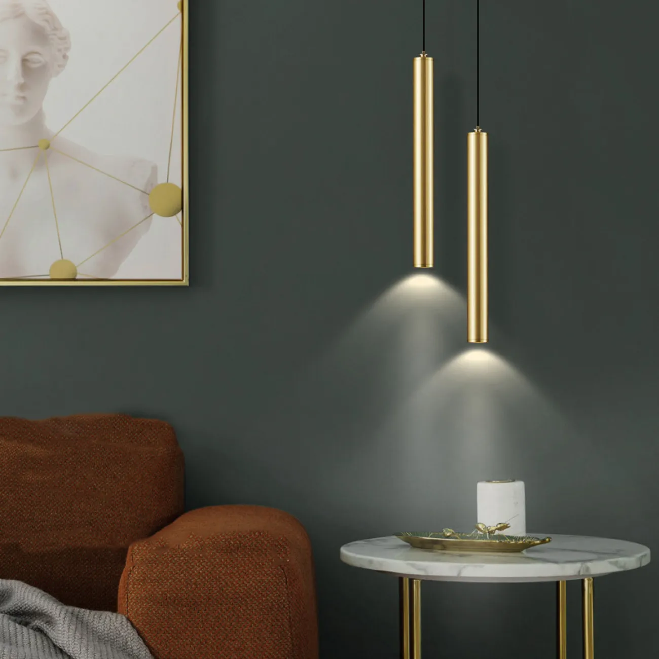 Серия настенных светодиодных светильников с поворотными плафонами вытянутой цилиндрической формы NETTE WALL B Brass Серия настенных светодиодных светильников с поворотными плафонами вытянутой цилиндрической формы NETTE WALL B Brass