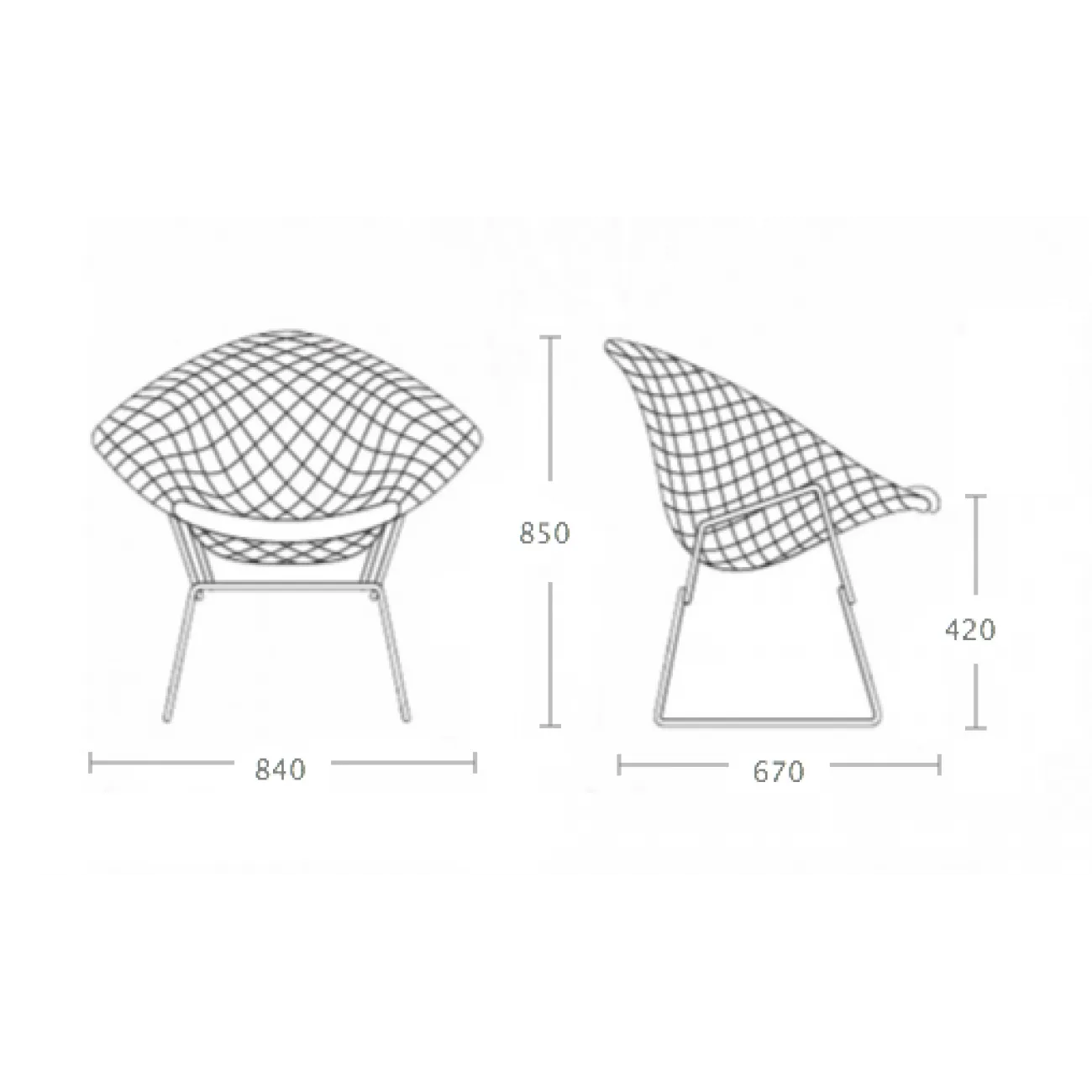 Кресло Bertoia Diamond Chair designed by Harry Bertoia	 in 1952 от LaLume