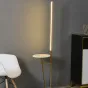Серия напольных ламп в виде комбинации прямоугольной стойки с LED-подсветкой и предметной полочки из металла и мрамора RICARDA A Black