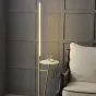 Серия напольных ламп в виде комбинации прямоугольной стойки с LED-подсветкой и предметной полочки из металла и мрамора RICARDA A Brass