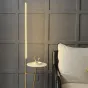 Серия напольных ламп в виде комбинации прямоугольной стойки с LED-подсветкой и предметной полочки из металла и мрамора RICARDA A Brass