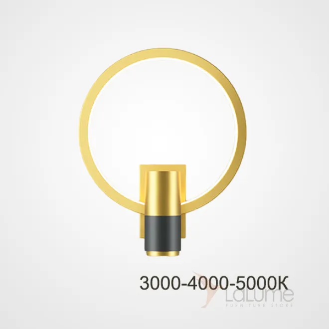 Серия настенных светильников в виде комбинации цилиндрического плафона и геометрической рамки с LED-подсветкой DAGVEIG С Brass Трехцветный свет