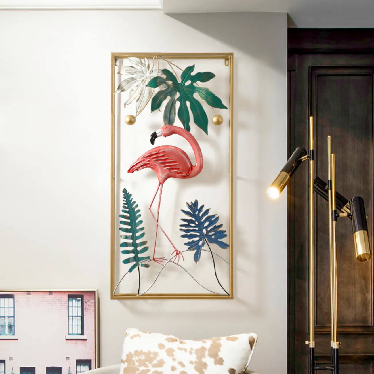 Настенный декор фламинго в рамке LaLume-KKK00131