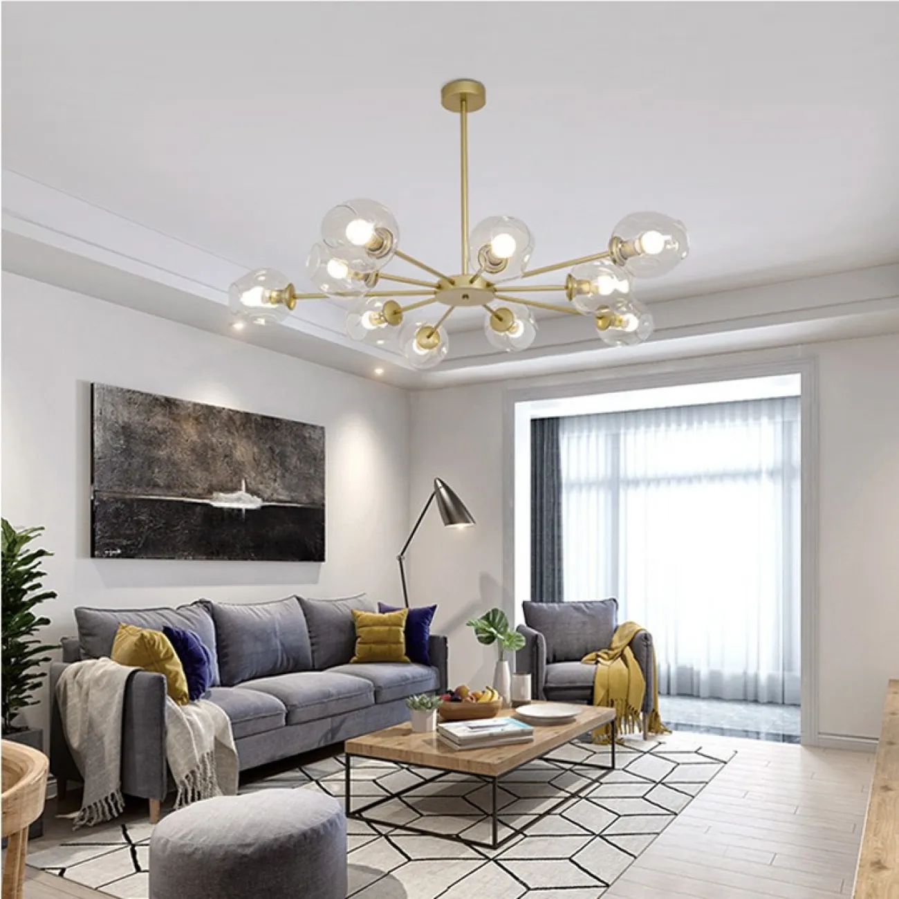 Люстра на штанге MARINE D104 12 lamps Gold/Blue от ImperiumLoft