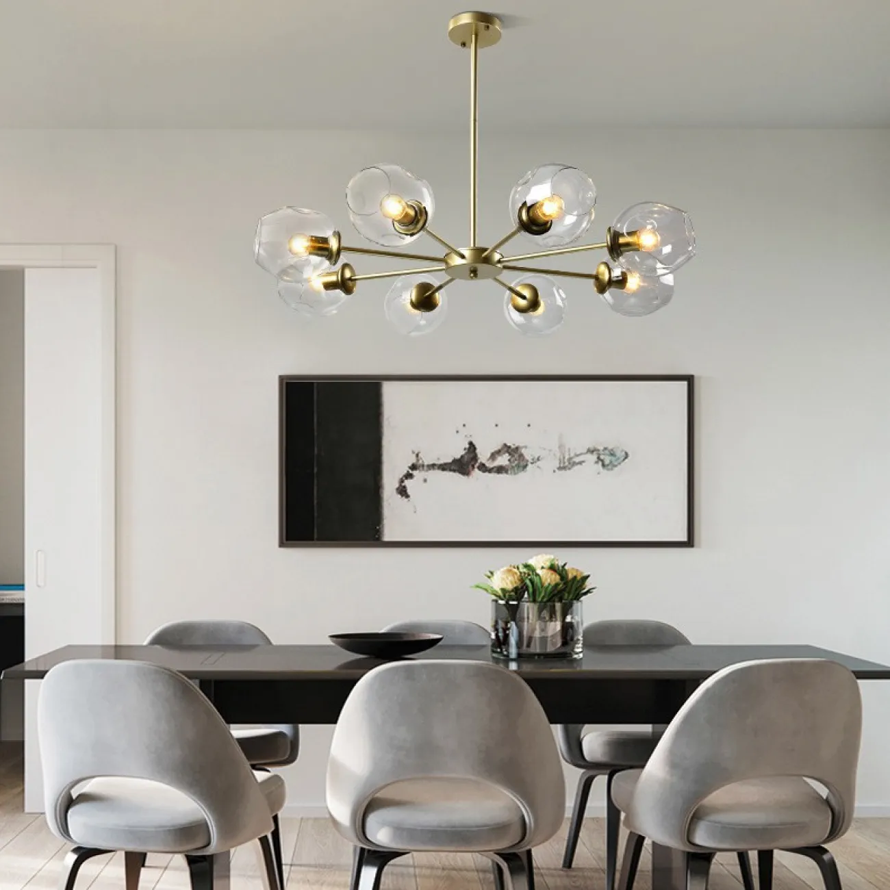 Люстра на штанге MARINE D104 12 lamps Gold/Blue от ImperiumLoft