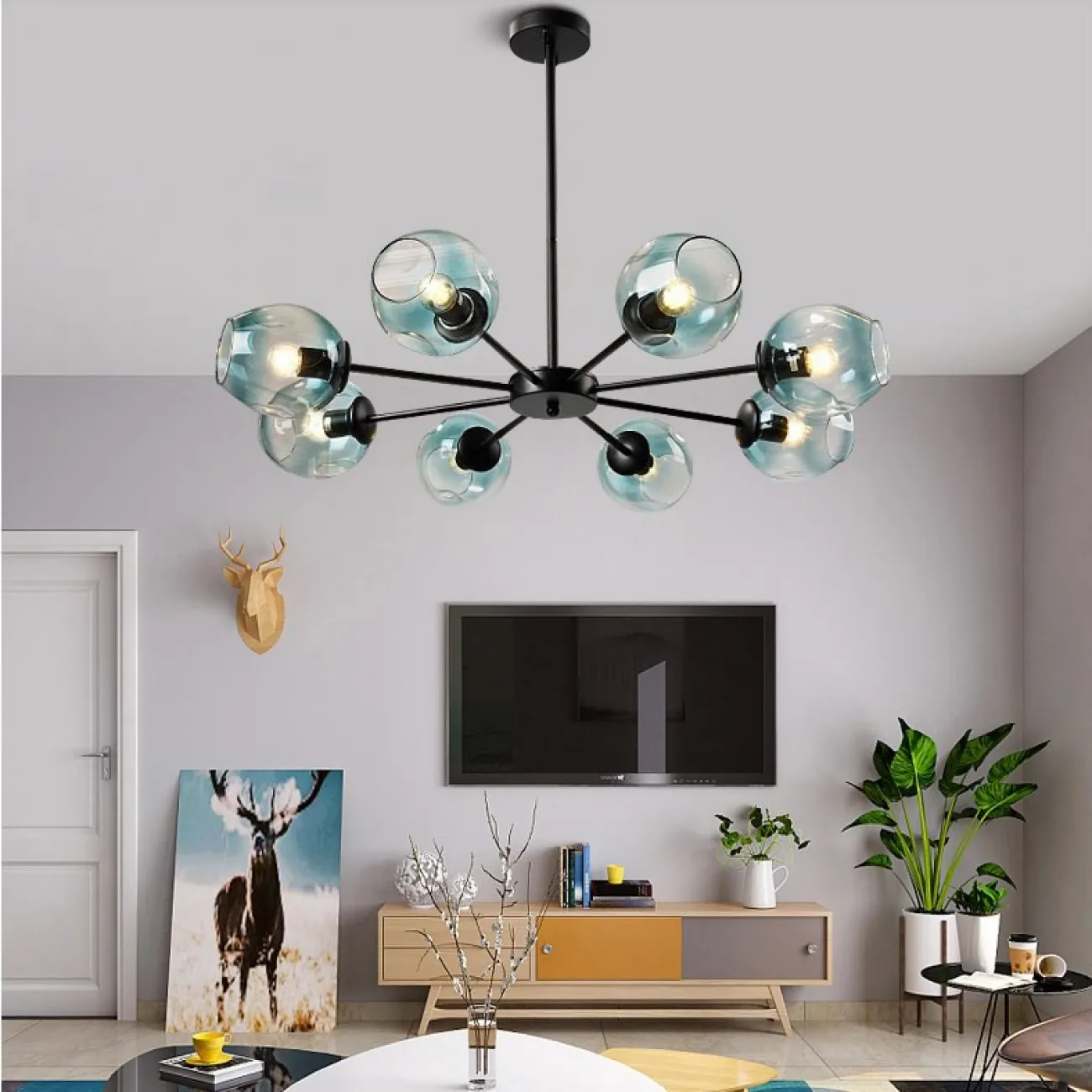 Люстра на штанге MARINE D104 12 lamps Gold/Blue от ImperiumLoft