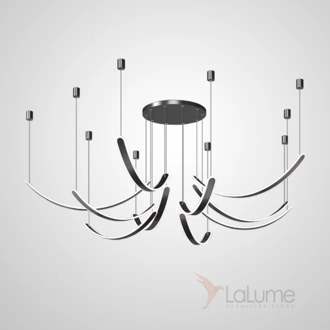 Готовая комбинация подвесных светодиодных светильников c вытянутыми изогнутыми плафонами со скругленными краями TEOLINE L60+80 L10