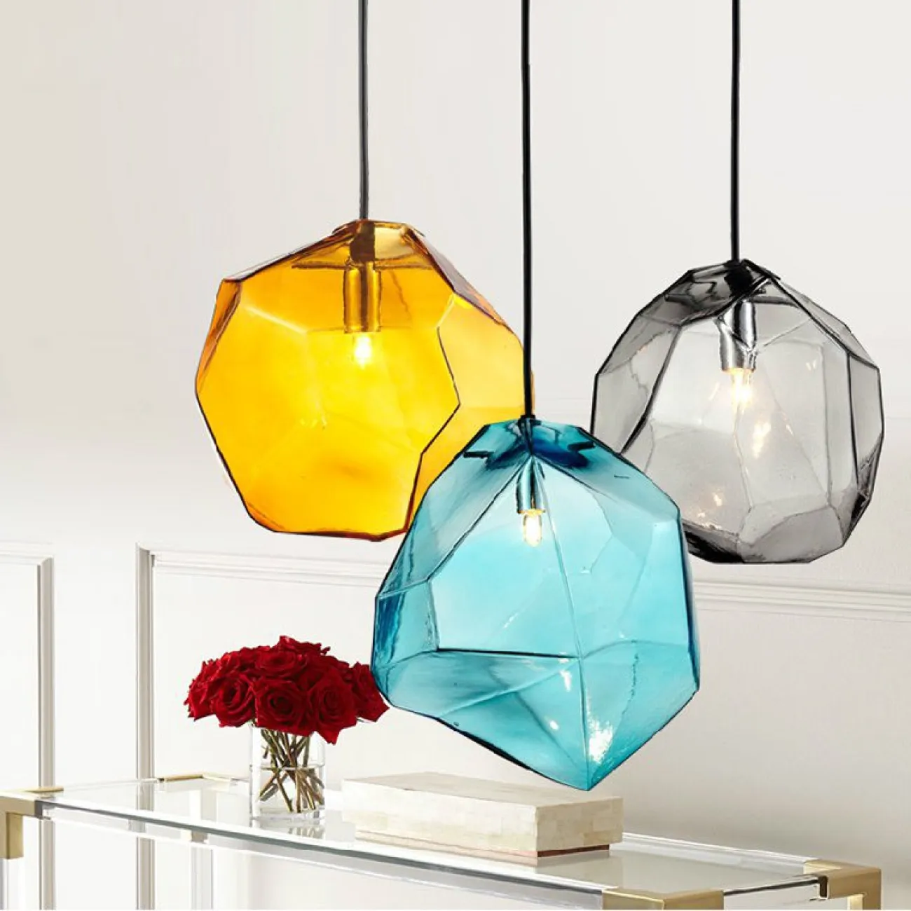 Подвесной светильник Color Ice Cube Pendant JEVIO 3 На планке от ImperiumLoft