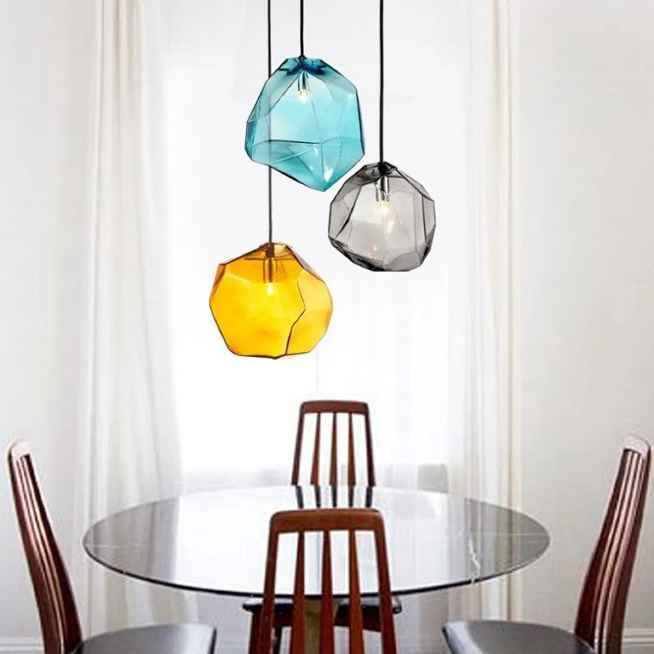Подвесной светильник Color Ice Cube Pendant JEVIO 3 На диске от ImperiumLoft